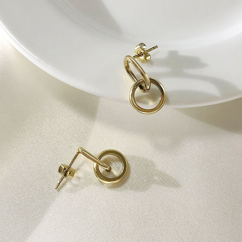 Titanium Steel Earrings Wholesale Thin Double Ring Style
