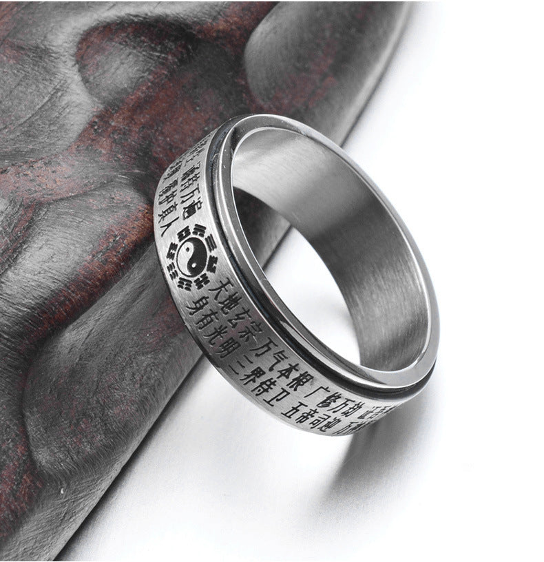 Retro Ethnic Style Golden Light Rotating Ring for Men