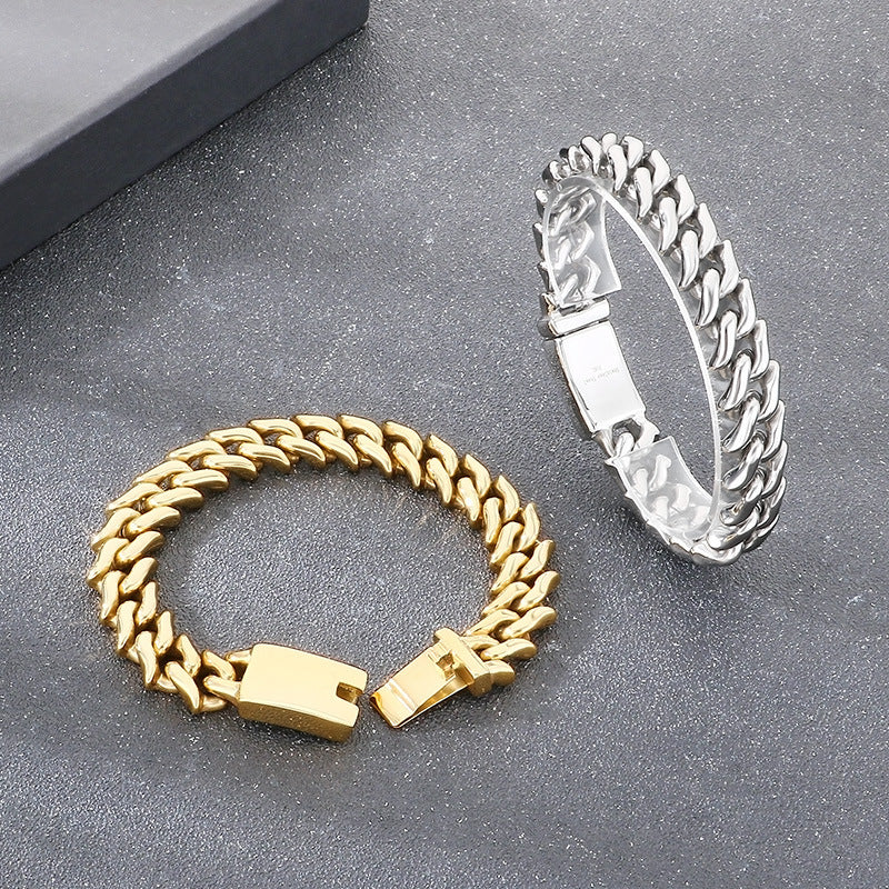 Niche – Smooth Surface 15mm Cuban Chain Stainless Steel Men's Bracelet