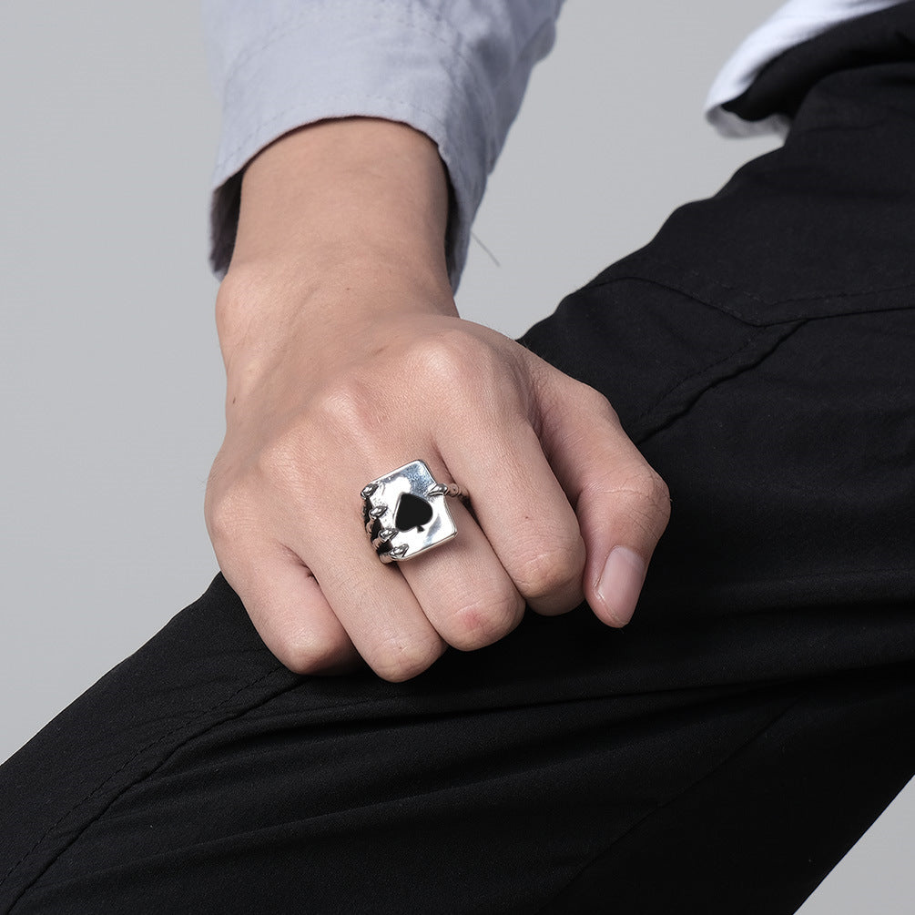 Cross-Border European And American Retro Titanium Steel Skull Ring