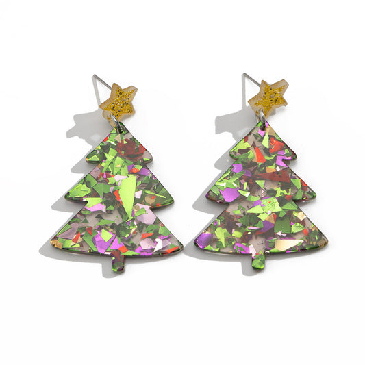 Planderful Vienna Verve Christmas Earrings Fringed Pendant For Women Elk Tree Design Statement