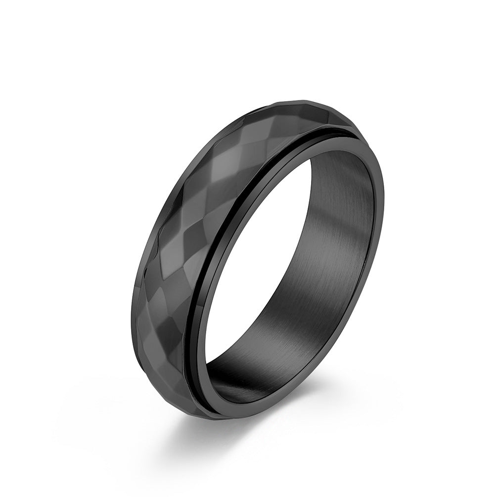 INS Neutral Cold Wind Rhombus Titanium Steel Rotating Ring