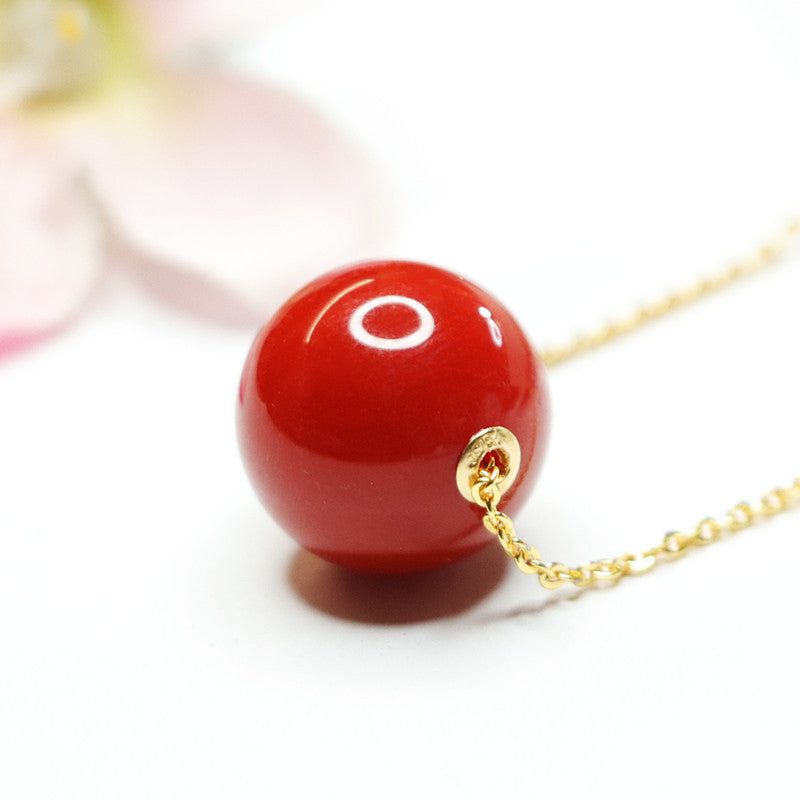 Agate Bead 18K Gold-Set Pendant — Chain Option