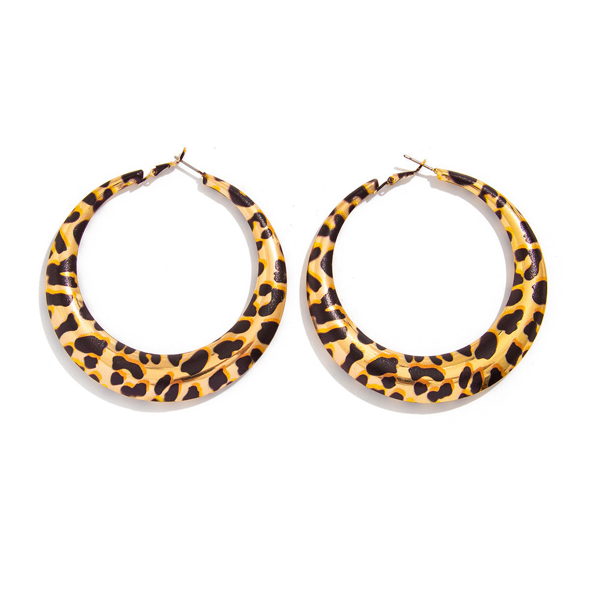 Geometric Metal Circle Earrings Leopard Print Bold Statement For Women By Planderful Vienna Verve