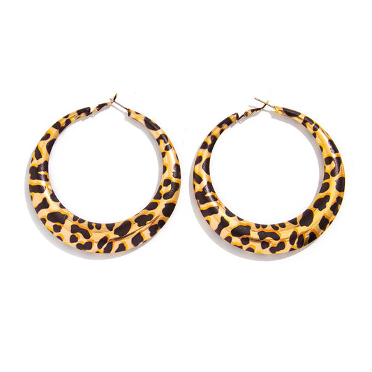 Geometric Metal Circle Earrings Leopard Print Bold Statement For Women By Planderful Vienna Verve