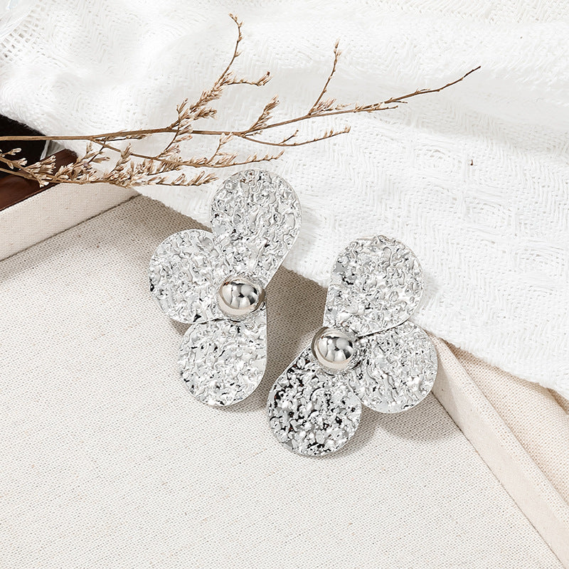 High-End Petal Shape Metal Stud Earrings - Vienna Verve Collection by Planderful
