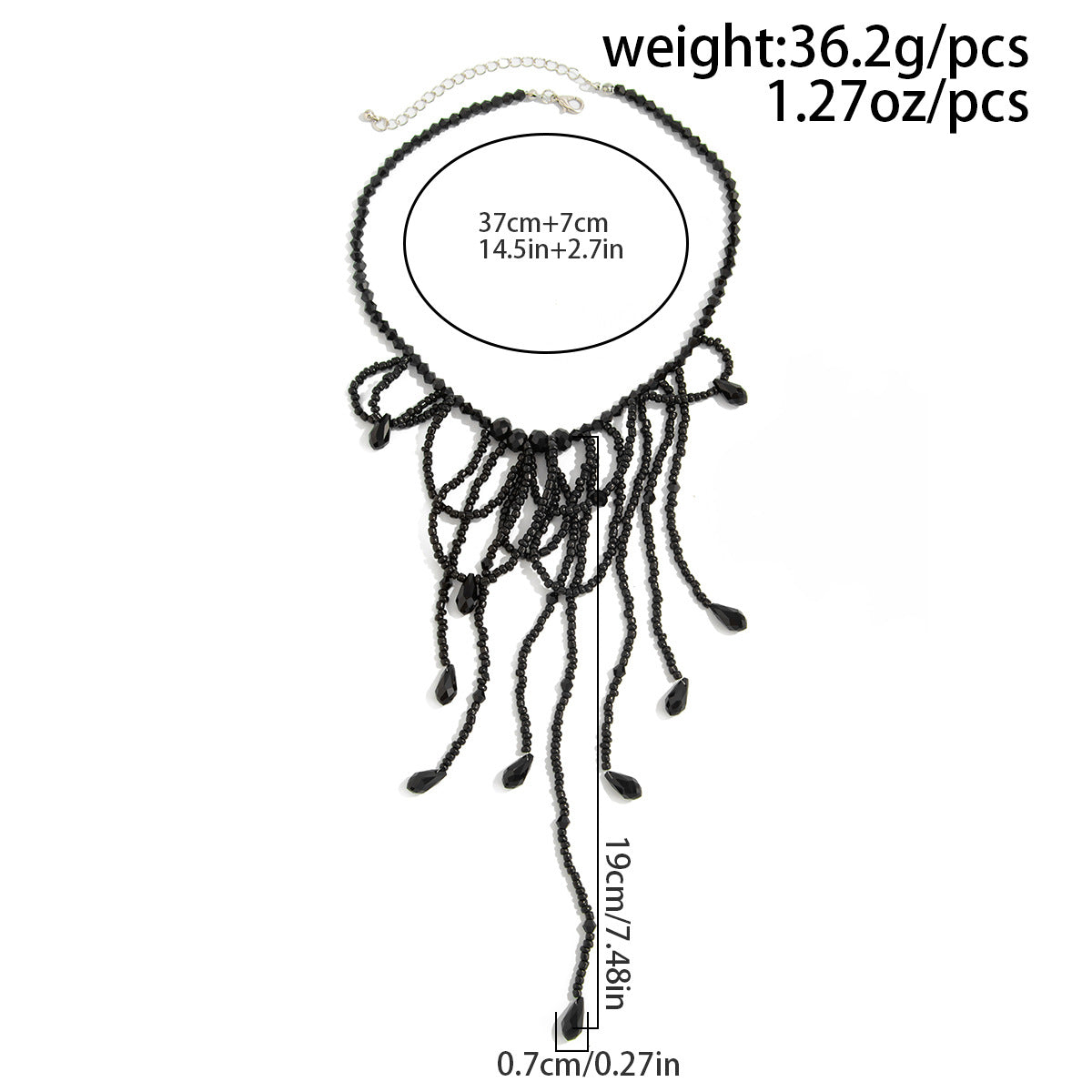 Gothic Beaded Blood-Drip Fringe Necklace