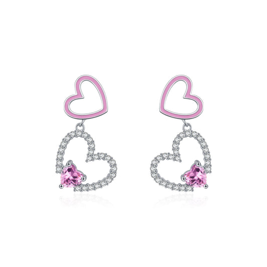 Planderful Everyday Genie Earrings – Elegant Double Love Design with Zircon