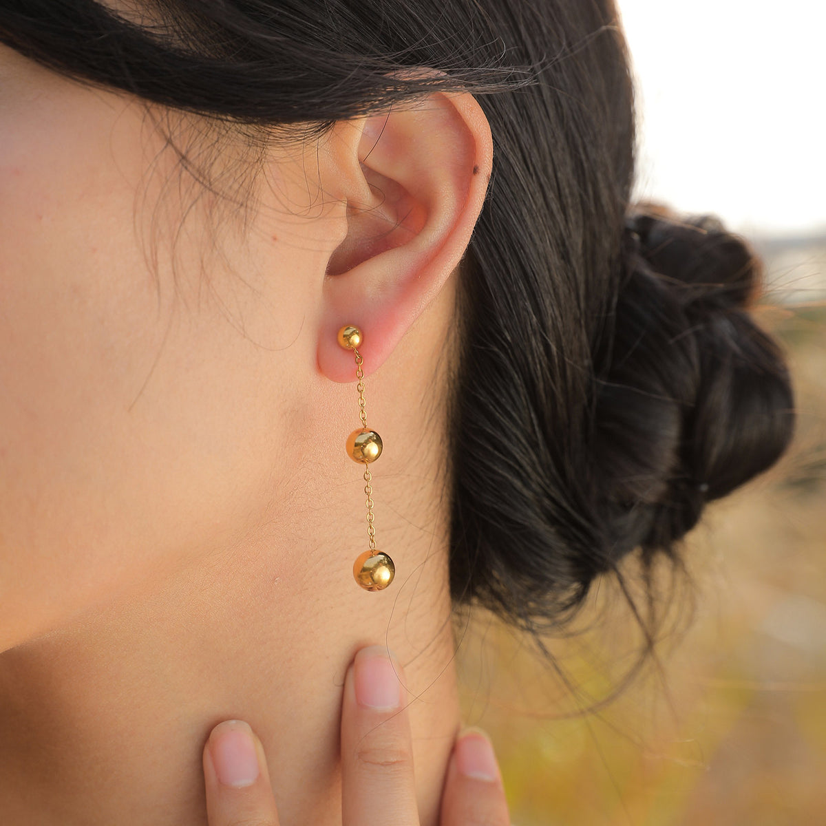 Modern Gold-Tone Stainless Steel Earrings