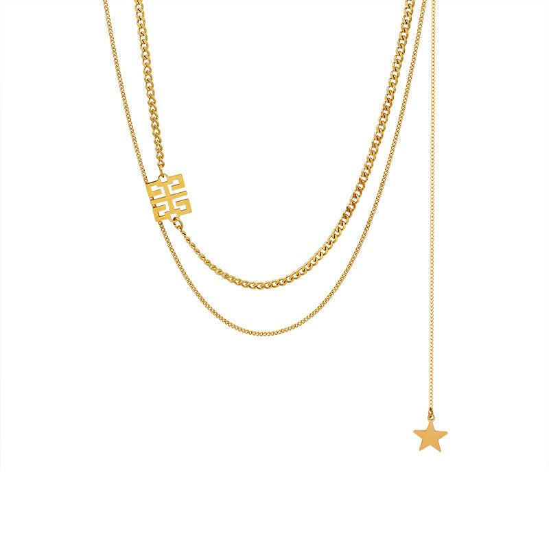 Elegant 18K Gold Plated Tassel Necklace for Women - Titanium Steel Jewelry