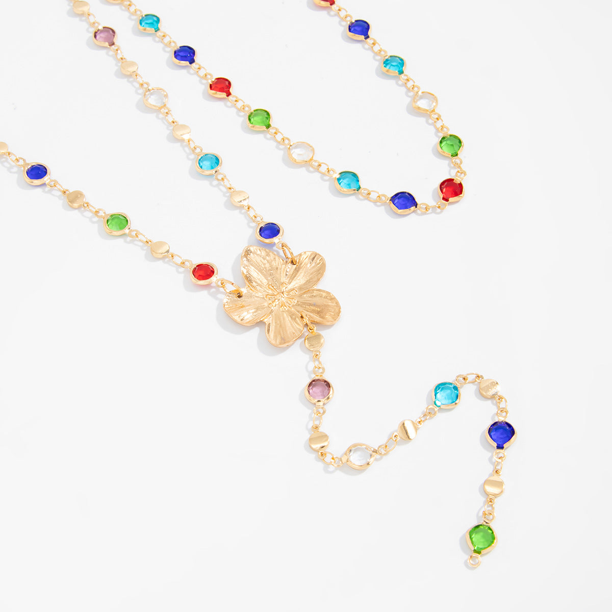 Dopamine Crystal-Style Flower Y-Necklace
