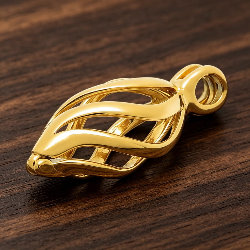 Niche Commemorative Pendant Trendy Hollow Willow Leaf Can Be Opened Water Drop-Shaped Titanium Necklace