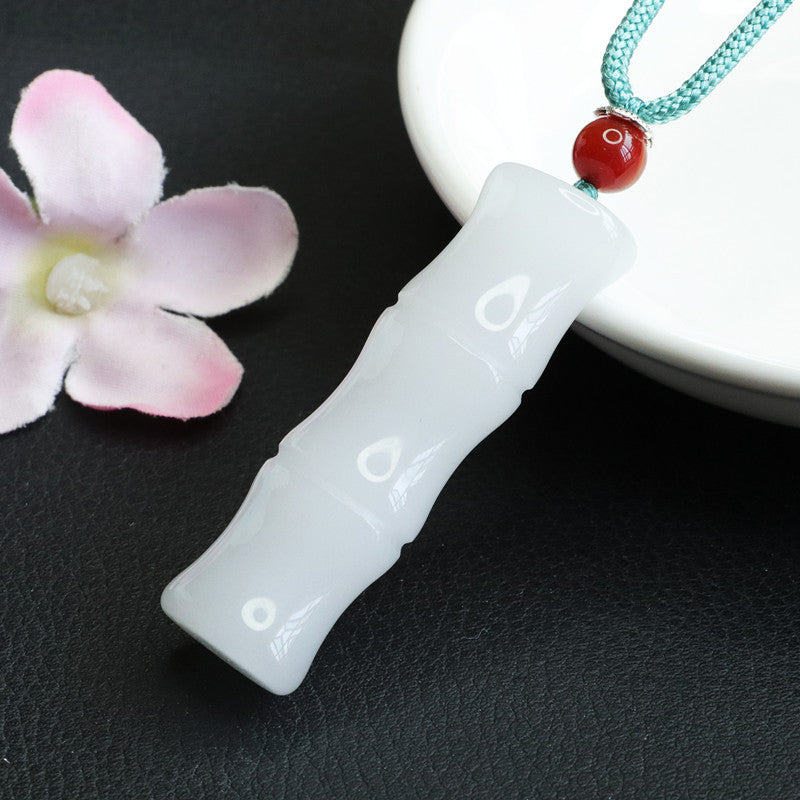 Golden Silk Jade Bamboo Pendant