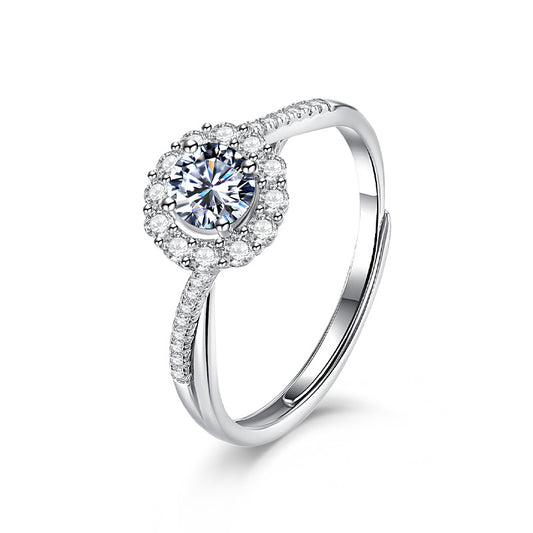Moissanite Female S925 Sterling Silver Women's Ring