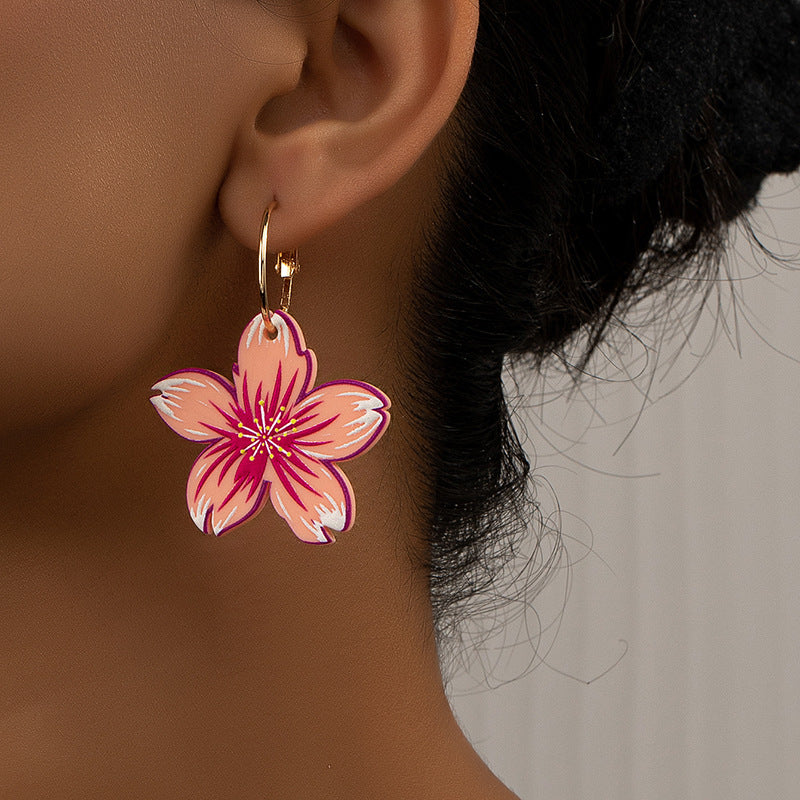 Floral Embossed Acrylic Drop Earrings - Vienna Verve Collection