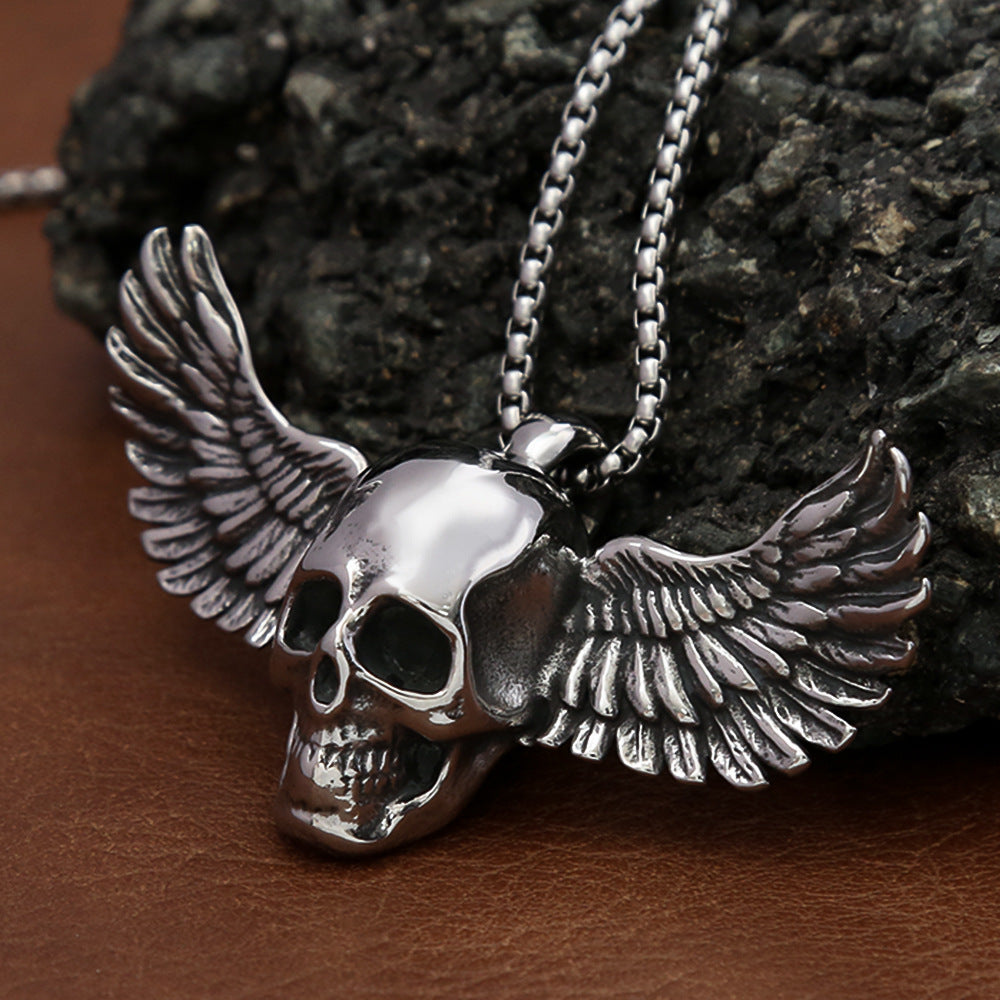 AliExpress Titanium Steel Jewelry Men's Skull Wings Pendant