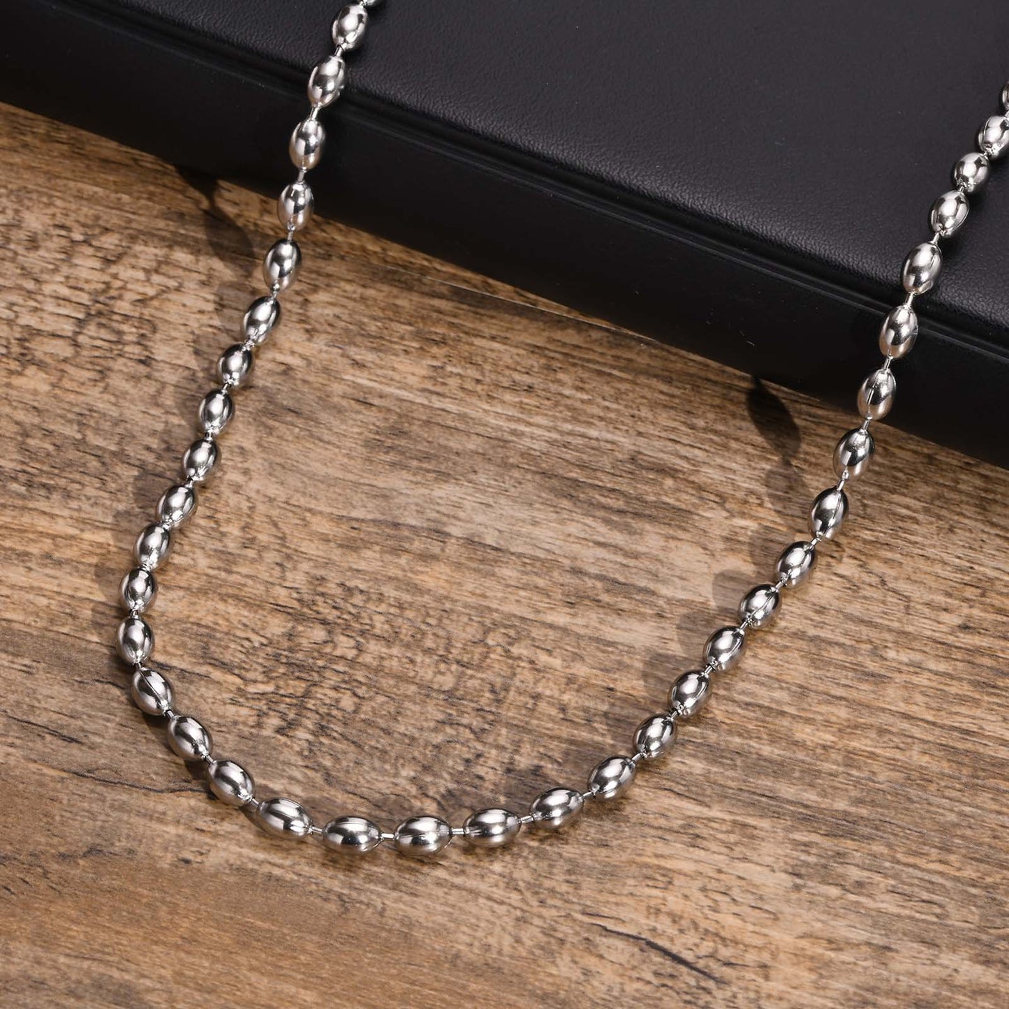 Men's Necklace Accessories Wholesale Stainless Steel Rugby Bead Chain