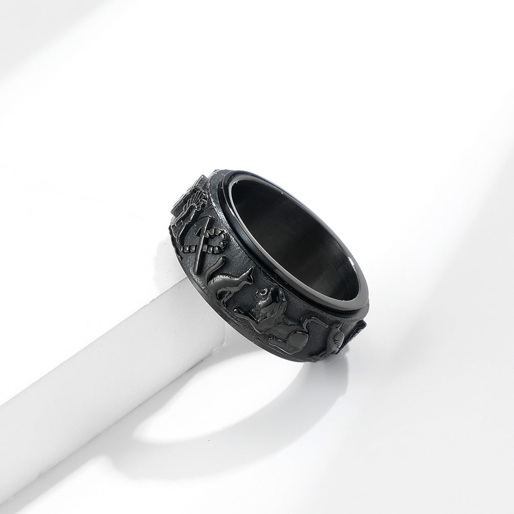 Stainless Steel Ring - Vintage Ancient Egyptian Spinning Ring Protector For Everyday Wear