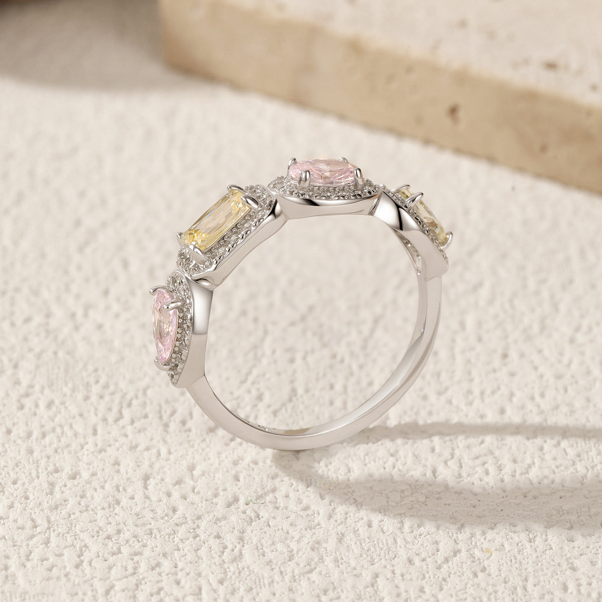 925 Sterling Silver Sugar-Cube Pavé Zircon Ring