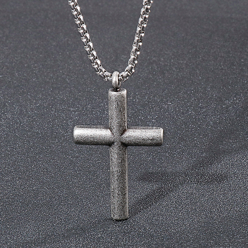 Stylish Titanium Steel Cross Pendant Necklace for Couples - Unisex Fashion Accessory