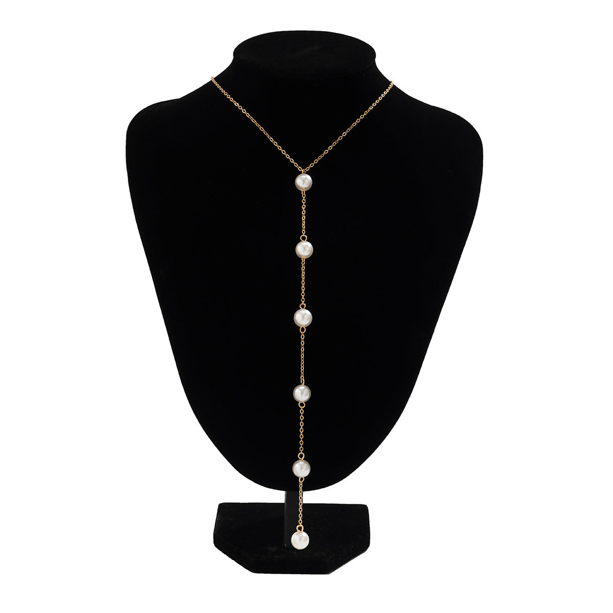 Planderful Vienna Verve Imitation Pearl Fringe Necklace For Women Chic Slim Long Chain
