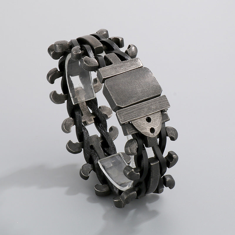 Halloween Skull – Tiger Head Faucet Stainless Steel Men's Wide Bracelet