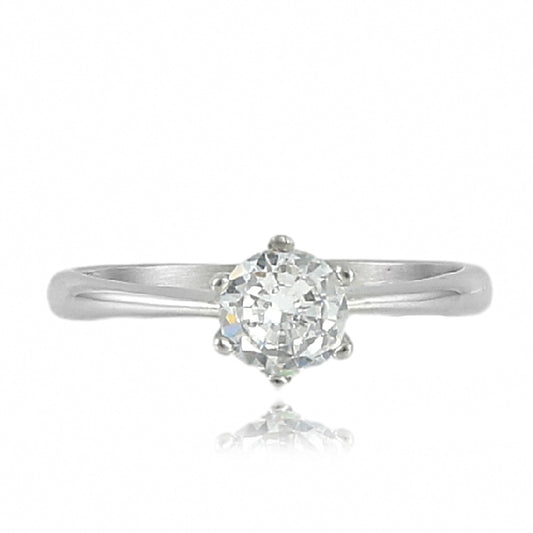 Titanium Steel Fashion Ring with White Stone Inlay - European, American, and Korean Design for Women