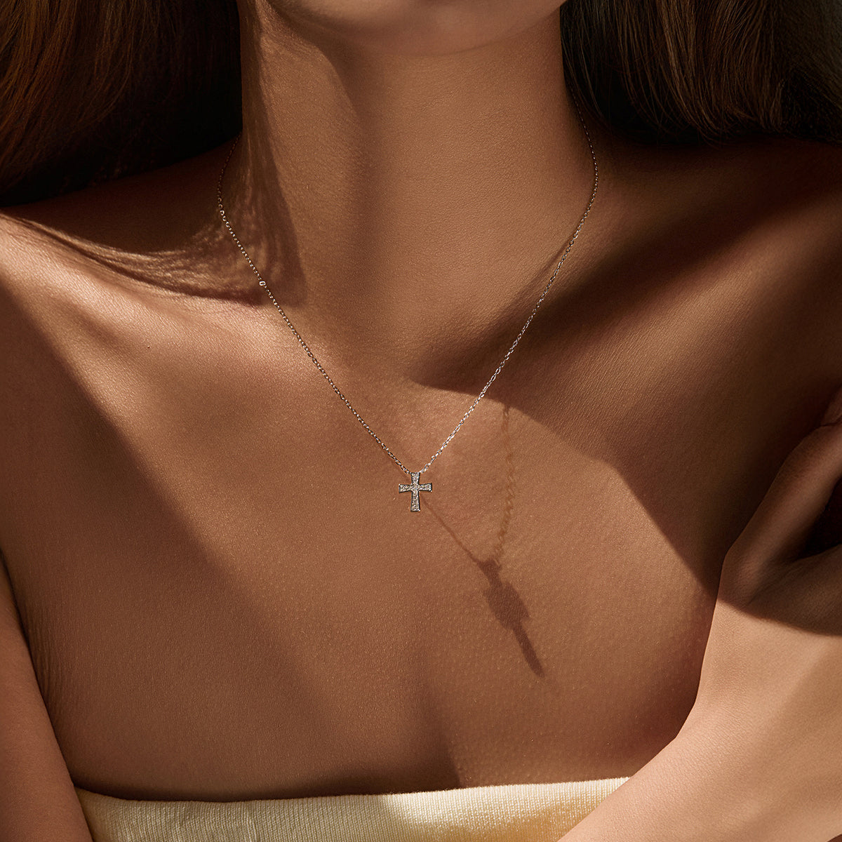 925 Sterling Silver Cross Moissanite Necklace