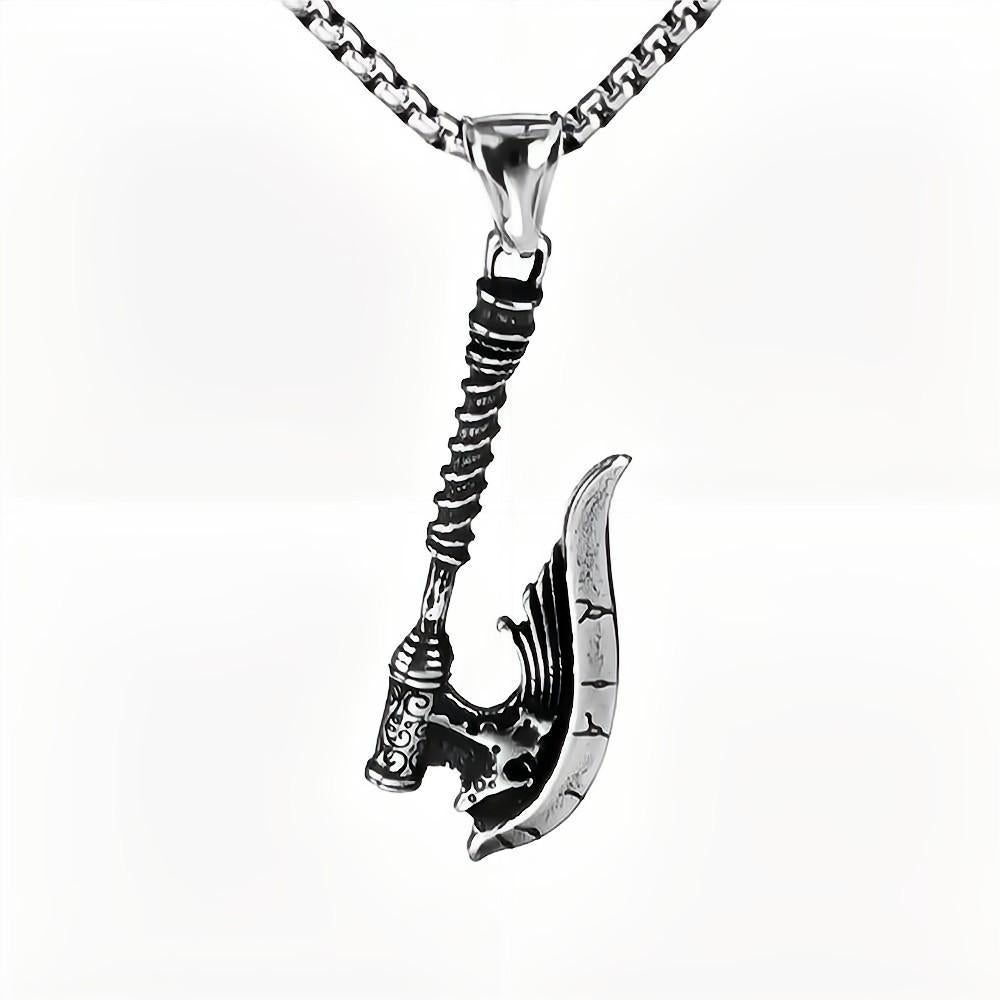 European And American Jewelry Wholesale Titanium Steel Men's Pendant Necklace Retro Hip-Hop Axe Text Design