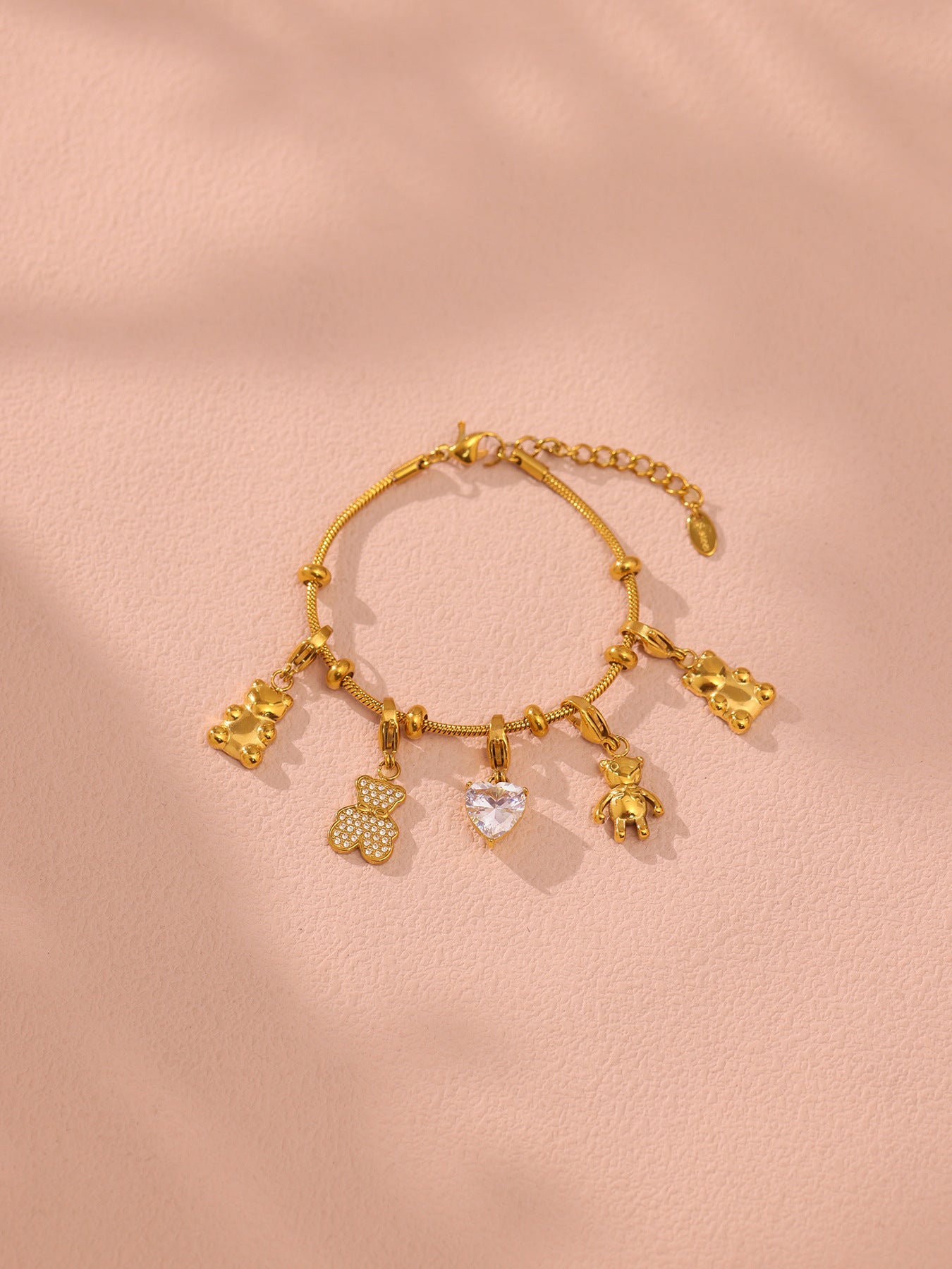 Planderful Women Zircon Bracelet Stainless Steel 18K Gold