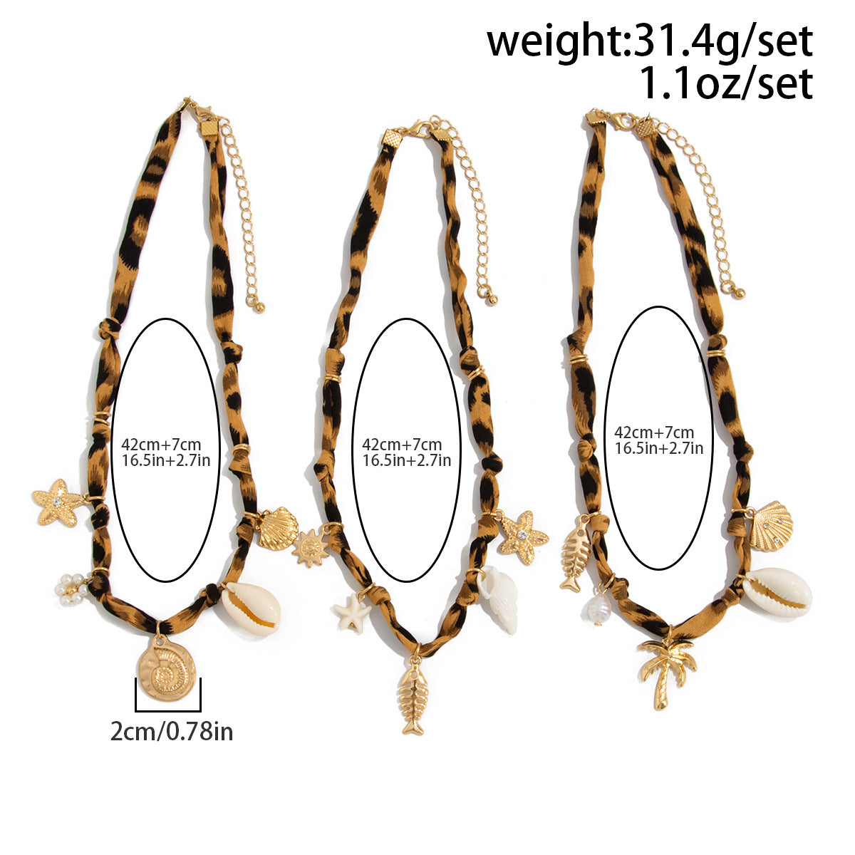 Knotted Fabric Shell & Star Necklace
