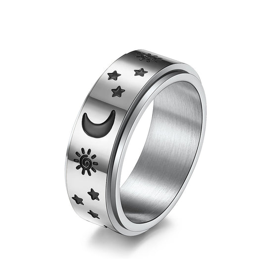 Planderful Rotatable Ring Stainless Steel Stress Relief Fidget Jewelry For Everyday Wear Unisex