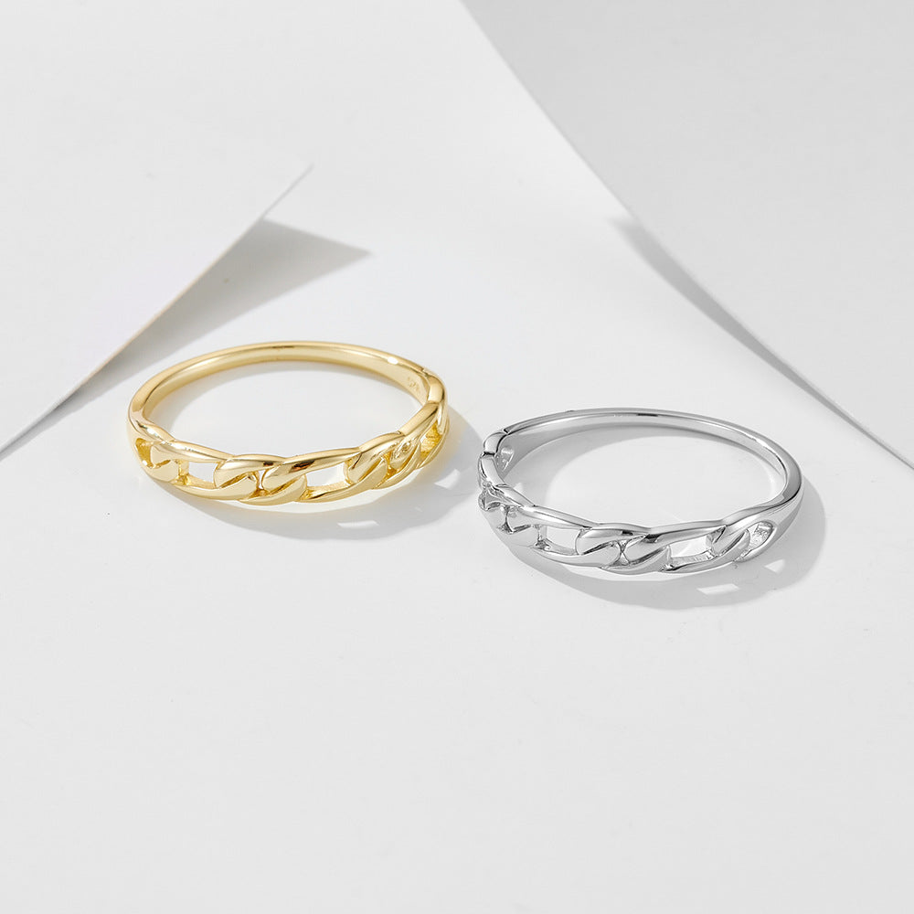 Sterling Silver Chain Ring Buckle Hollow Ring Jewelry