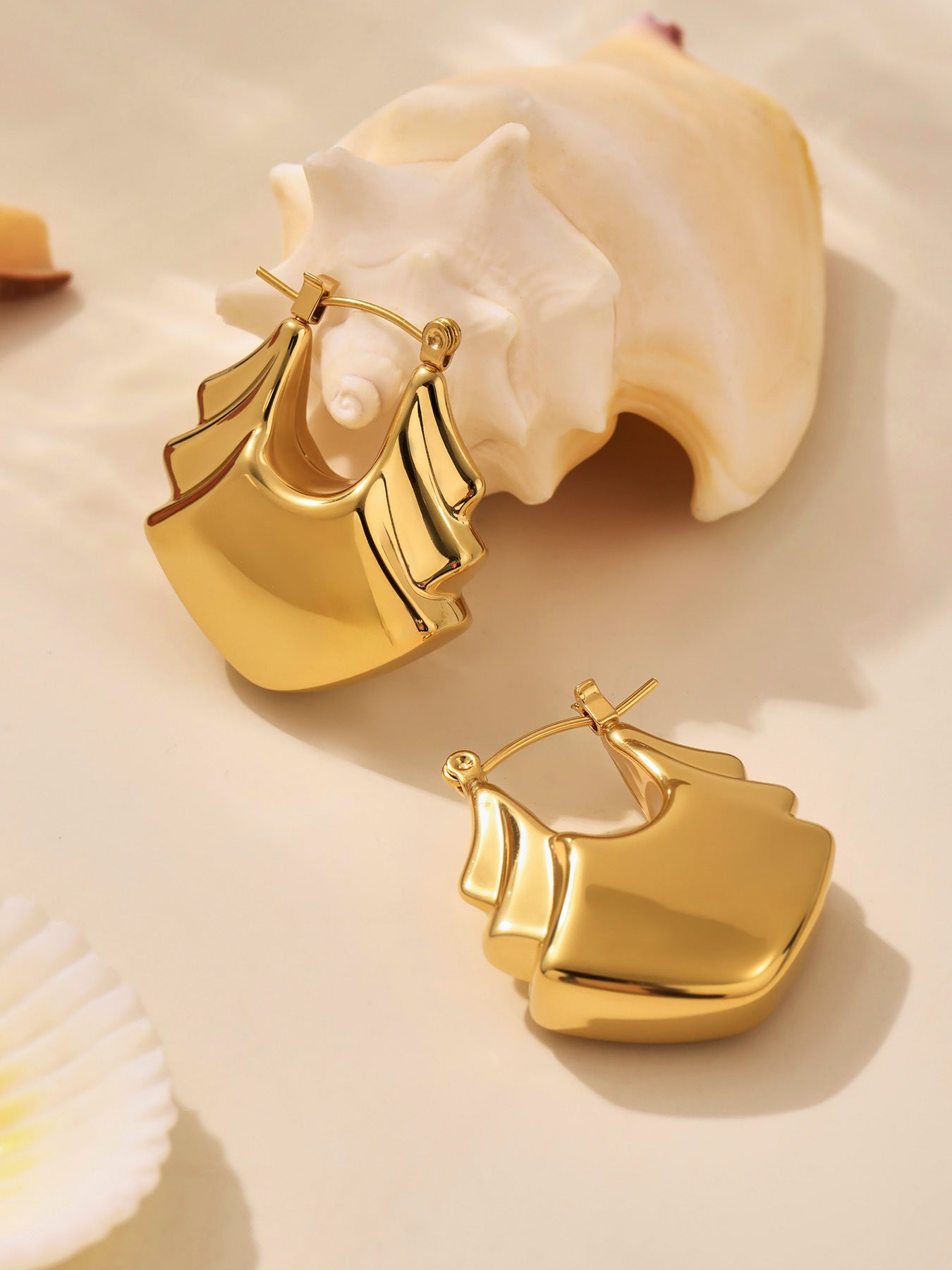 Planderful Genie 18K Gold Circle Geometric Earrings Women