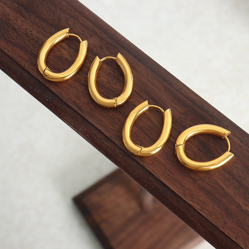 Golden Medieval Geometric U-Shaped Earrings - Fashionable Cross-Border Titanium Steel Jewelry