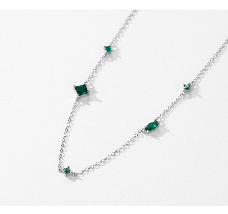 925 Sterling Silver Geometric Zircon Necklace