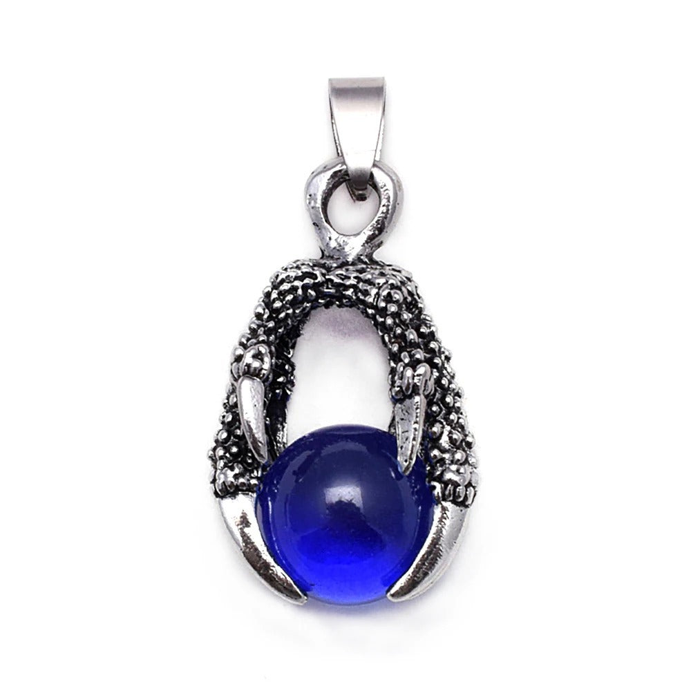 Planderful Dragon Claw Bead Pendant Necklace For Men In Stainless Steel With Inlaid Stone Personalized Jewelry