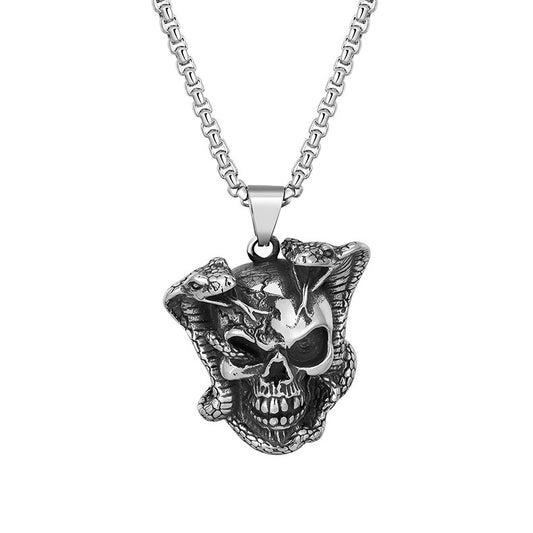 Stainless Steel Necklace - Statement Men's Skull Pendant, Street Hip Hop Style For Men