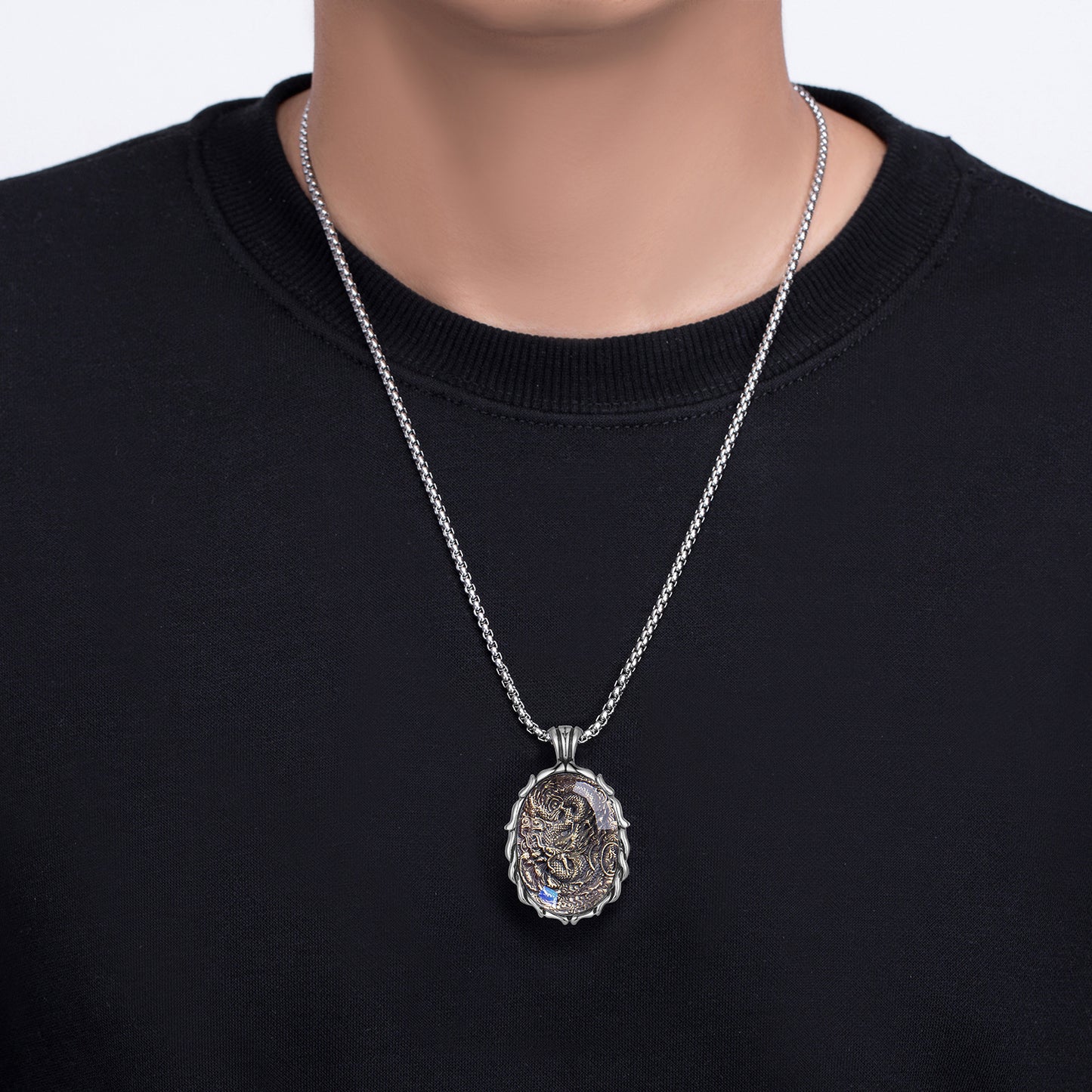Steel Necklace – Vintage Zodiac Buddha Constellation Pendant With Transfer Design