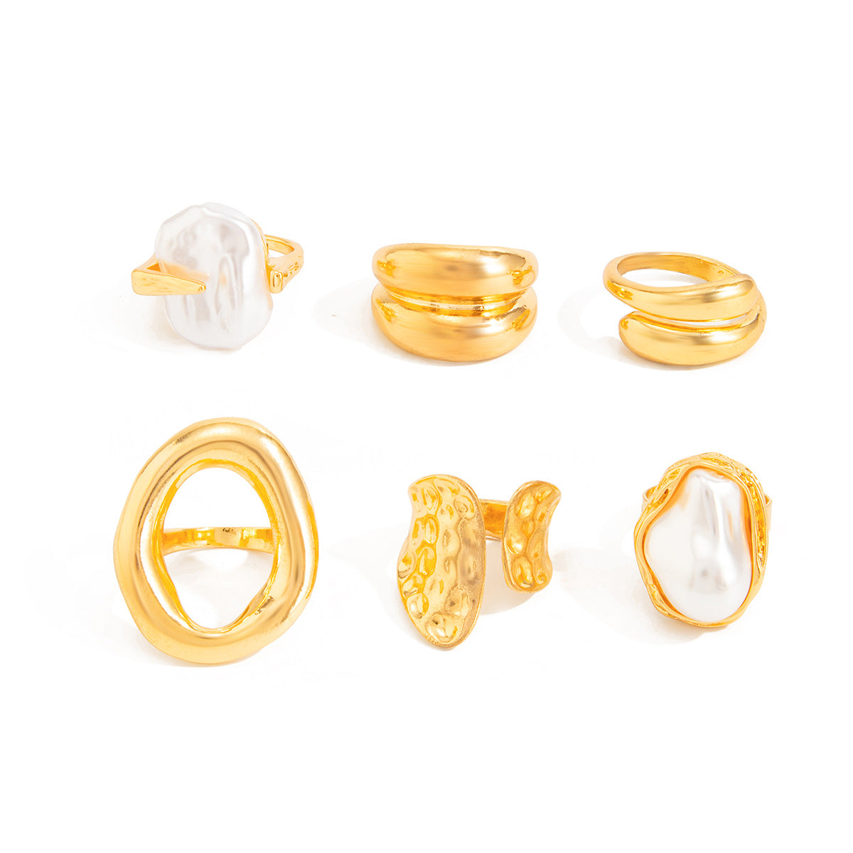 Planderful Vienna Verve Baroque Pearl Ring Geometric Stacking Statement Jewelry For Women