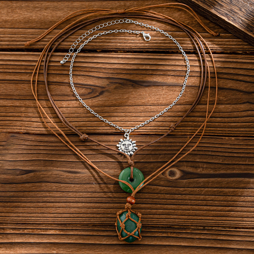 Planderful Vienna Verve Necklace – Retro Geometric Pendant with Adjustable Wax Line