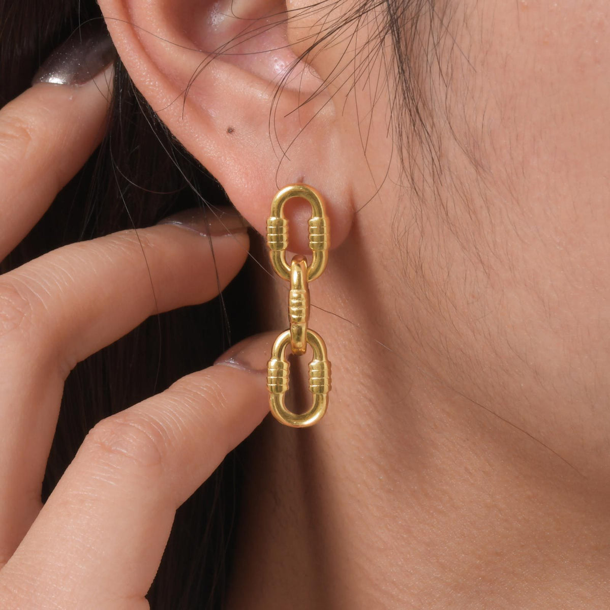 Contemporary Gold-Tone Stainless Steel Earrings