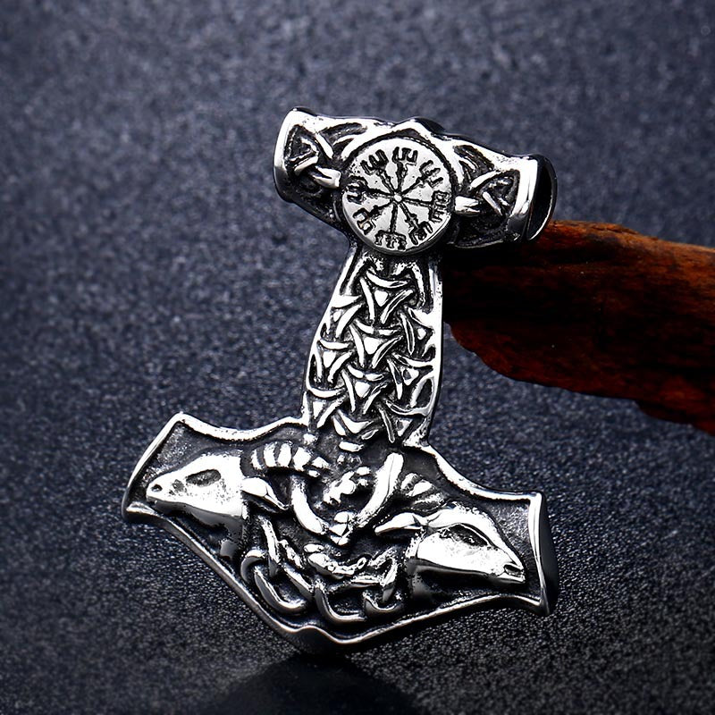 Viking – Thor's Hammer Stainless Steel Pendant – Men's Titanium Steel Pendant Necklace