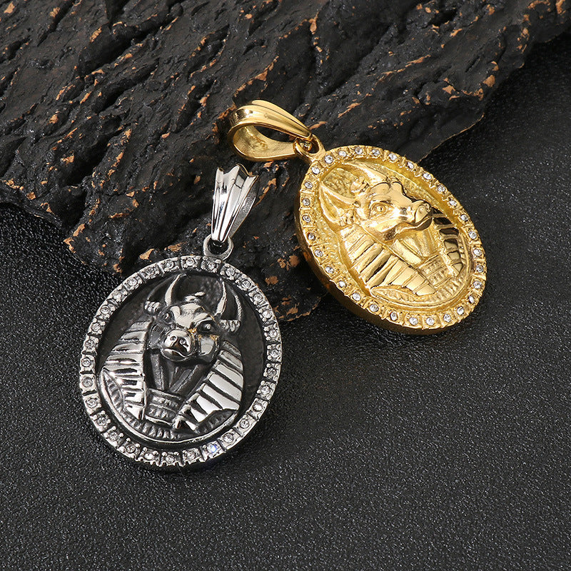 Anubis Pendant For Men Zircon Encrusted Retro Planderful