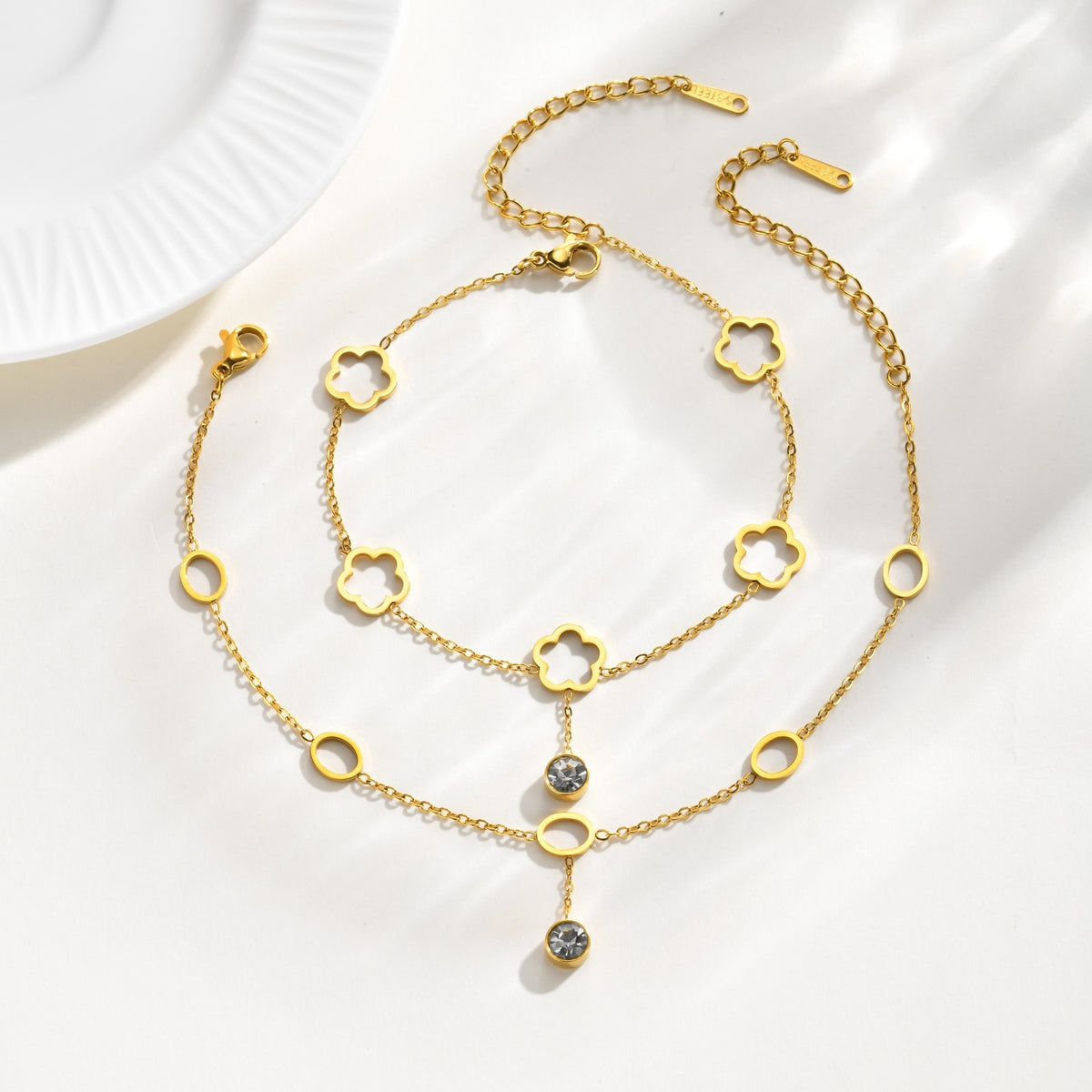 Flower Zircon Minimalist Stainless Steel Bracelet Unisex