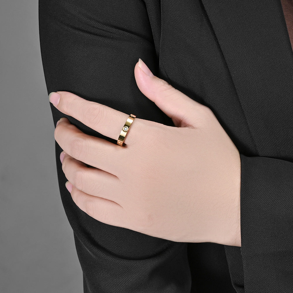 Cross-Border European and American Style 18K Gold Zircon Ring