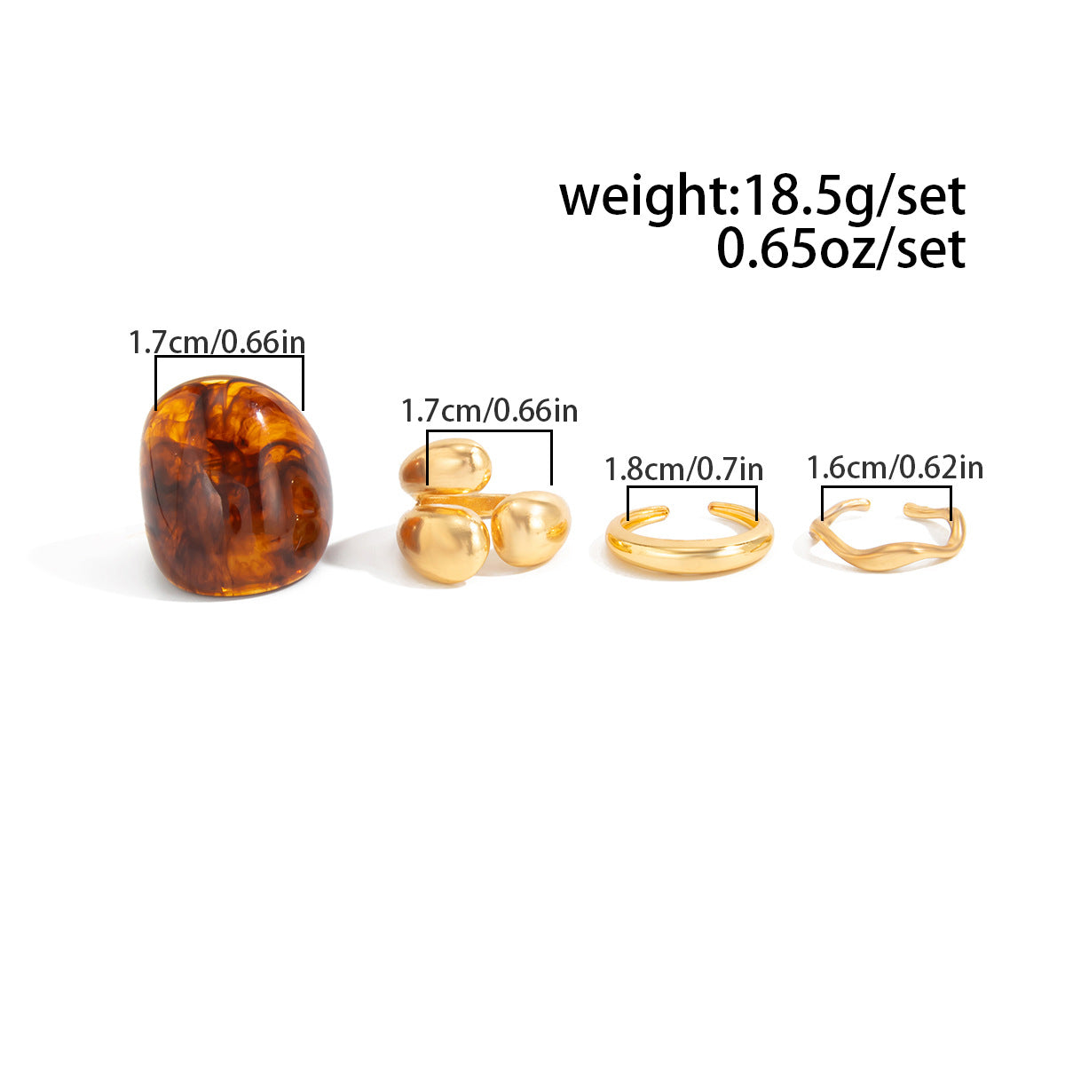 Planderful Geometric Landscape Ring Set With Resin Inlay Vienna Verve Collection Statement Jewelry For Women