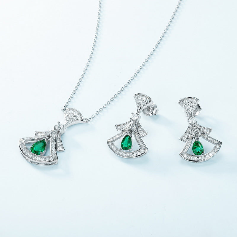 S925 Sterling Silver Lab-Grown Emerald Pendant Necklace