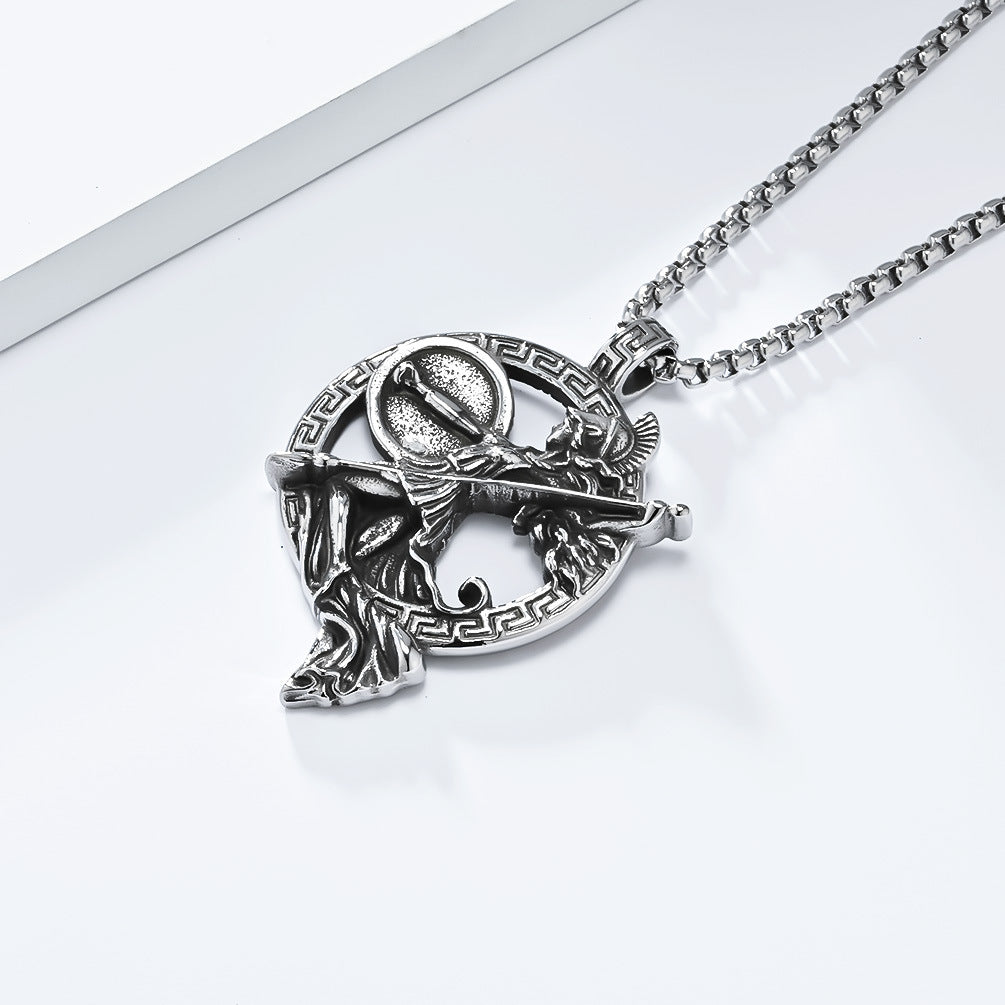 Planderful Greek Mythical Warrior Muse Durable Titanium Steel Necklace For Women Bold Minerva Pendant