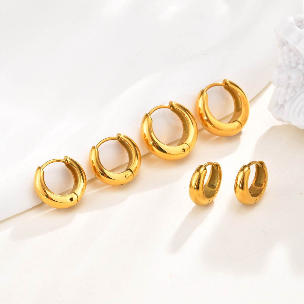 Gold-Tone Earrings — Three Sizes